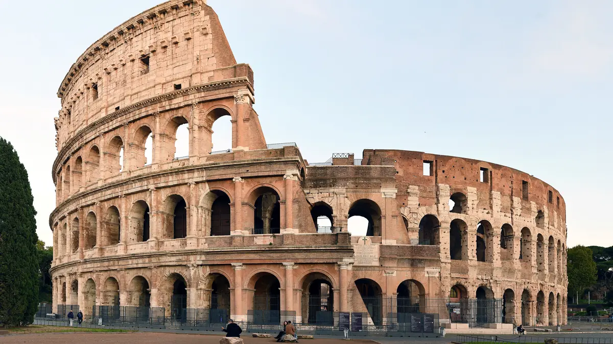 The Colosseum in Rome seen from outside on a clear day